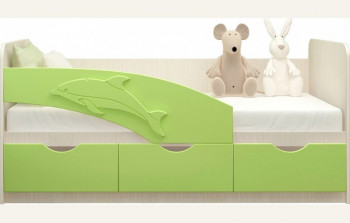Кровать детская 1,6м Дельфин (Салатовый металлик) в Зеленогорске - zelenogorsk.mebel54.com | фото