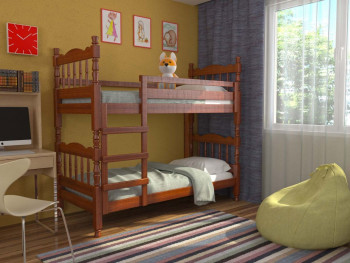 Кровать двухъярусная Соня из массива сосны 800*1890 Орех в Зеленогорске - zelenogorsk.mebel54.com | фото