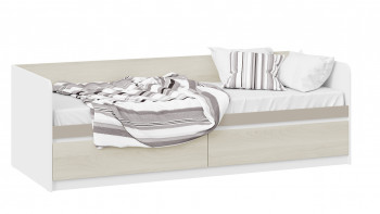 Кровать «Сканди» с 2 ящиками Дуб Гарден/Белый/Глиняный серый в Зеленогорске - zelenogorsk.mebel54.com | фото