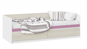 Кровать «Сканди» с 2 ящиками Дуб Гарден/Белый/Лиловый в Зеленогорске - zelenogorsk.mebel54.com | фото