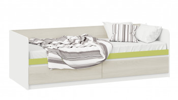 Кровать «Сканди» с 2 ящиками Дуб Гарден/Белый/Зеленый в Зеленогорске - zelenogorsk.mebel54.com | фото