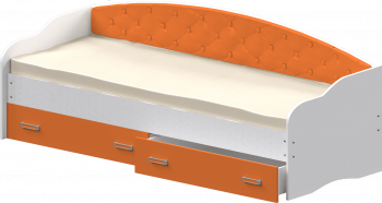 Кровать Софа-7 с мягкой спинкой (800х1900) Белый/Оранжевый в Зеленогорске - zelenogorsk.mebel54.com | фото