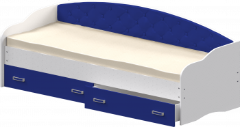 Кровать Софа-7 с мягкой спинкой (800х1900) Белый/Синий в Зеленогорске - zelenogorsk.mebel54.com | фото