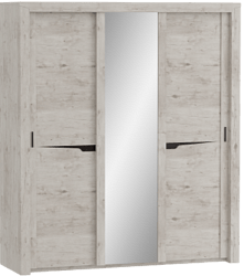 Шкаф трехдверный Соренто с раздвижными дверями Дуб бонифаций/Кофе структурный матовый в Зеленогорске - zelenogorsk.mebel54.com | фото
