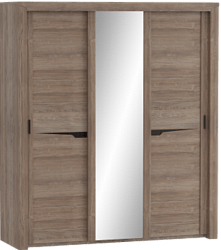 Шкаф трехдверный Соренто с раздвижными дверями Дуб стирлинг/Кофе структурный матовый в Зеленогорске - zelenogorsk.mebel54.com | фото
